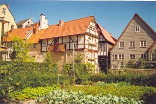 Auguststraße, Rückseite der Häuser 1-7. Detmold. 1987