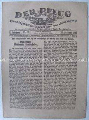 Kommunistische Monatszeitung für Kleinbauern und Landarbeiter "Der Pflug"
