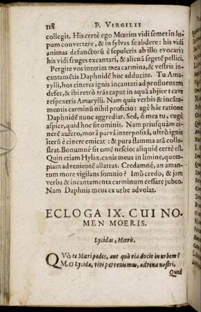 Ecloga IX. Cui Nomen Moeris.