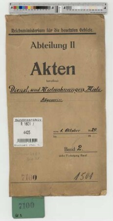 Dienst- und Mietwohnungen, Miete. Allgemein: Bd. 2