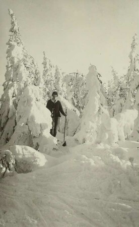Osterzgebirge. Skiläufer auf dem Kahleberg