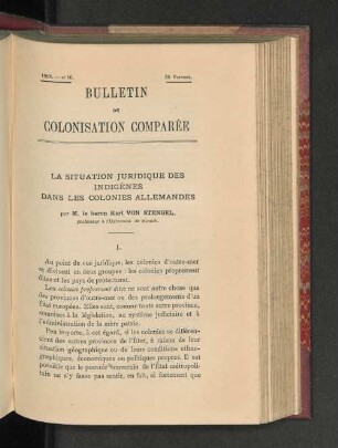 La Situation Juridique Des Indigènes Dans Les Colonies Allemandes.
