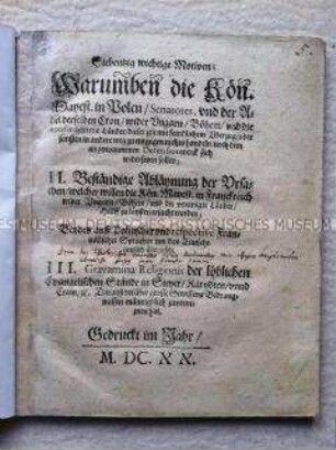 Schrift zum Verhalten des polnischen Adels während des Dreißigjährigen Krieges