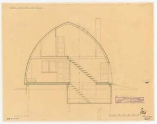 Wettbewerb »Das wachsende Haus« für die Ausstellung »Sonne, Luft und Haus für Alle« 1932 auf dem Messegelände, Berlin-Charlottenburg: Endgültiges Projekt, Schnitt A-B 1:20