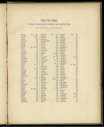 Indice Dei Generi E Delle Principali Divisioni Dei Lepidotteri