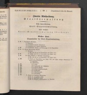 Erster Titel. Organisation der Civil-Staatsverwaltung.