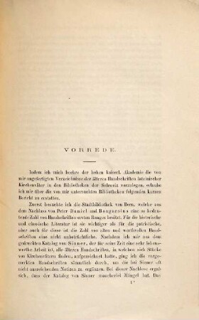 Verzeichniss der älteren Handschriften lateinischer Kirchenväter in den Bibliotheken der Schweiz