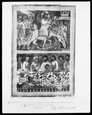 Psalterium (aus Kloster Polling) — Bildseite mit zwei Miniaturen übereinander, Folio 8recto