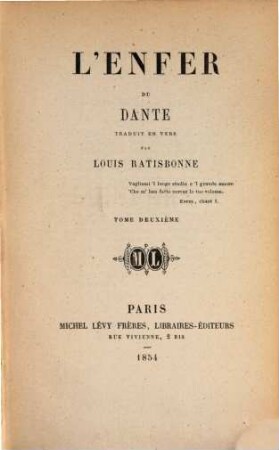 La divine comédie, [2]. L' enfer du Dante ; 2