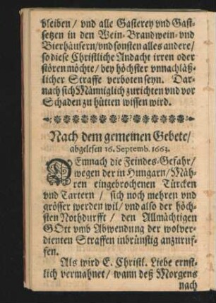 Nach dem gemeinen Gebete.