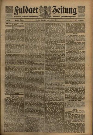 Erste Ausgabe vom Samstag, den 02. April 1910.