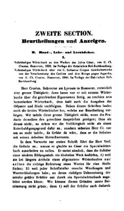 Beurtheilungen und Anzeigen : zweite Section
