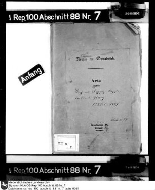 Viehschatzregister (mit Knechte- und Mägdeschatz) des Amts Iburg