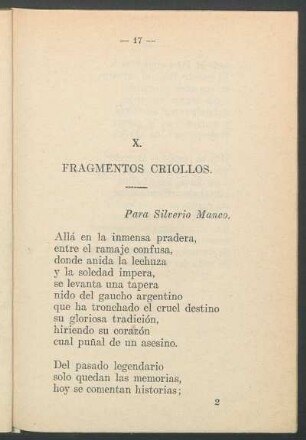 X : Fragmentos criollos