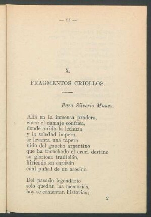 X : Fragmentos criollos