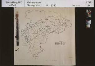 Planungsunterlagen für die Übernahme des Bergbaues im Sudetenland; Landes- und Sprachgrenzen, Verkehrserschließung