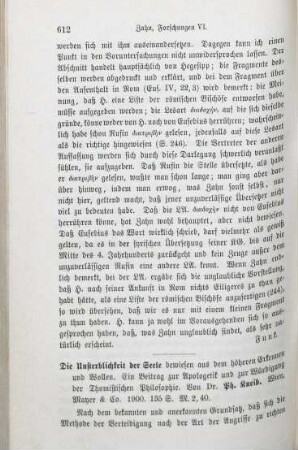 612-615 [Rezension] Kneib, Philipp, Die Unsterblichkeit der Seele, bewiesen aus dem höheren Erkennen und Wollen