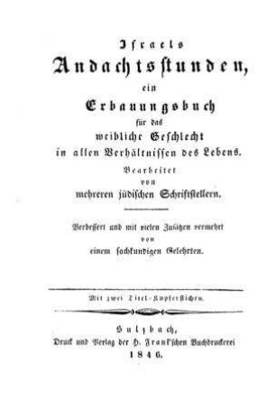 In: Israels Andachtsstunden ; Band 1