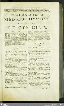 Pharmacopoeiae Medico-Chymicae, Liber Secundus. De Officina