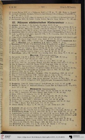 III. Münzen süddeutscher Kleinrentner (Nr. 56-167)