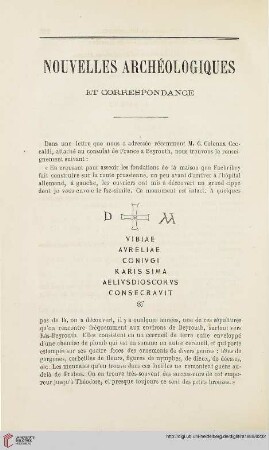 Nouvelles archéologiques et correspondance