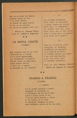 La novia triste : (Tango)