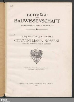 Giovanni Maria Nosseni und die Renaissance in Sachsen