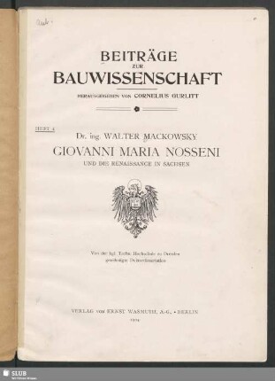 Giovanni Maria Nosseni und die Renaissance in Sachsen