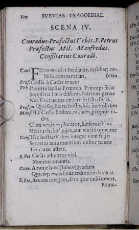 Scena IV. Conradus. Praefectus Urbis. S. Petrus. Praefectus Mil- Manfredus. Consiliarius Conradi