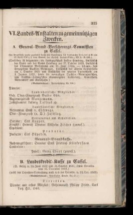 VI. Landes=Anstalten zu gemeinnuetzigen Zwecken.