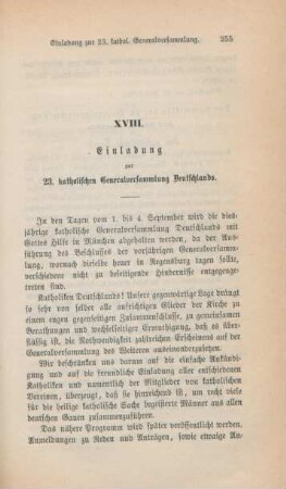 255-256 Einladung zur 23. katholischen Generalversammlung Deutschlands