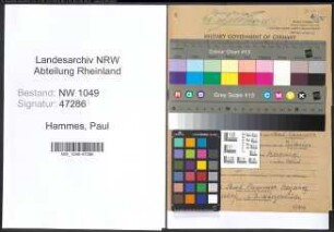 Entnazifizierung Paul Hammes , geb. 20.01.1889 (Schiessmeister)