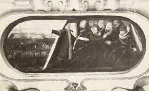 Historienbild unter dem Bildnis des Kurfürsten August