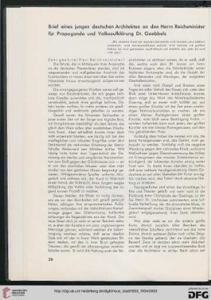 7: Brief eines jungen deutschen Architekten an den Herrn Reichsminister für Propaganda und Volksaufklärung Dr. Goebbels