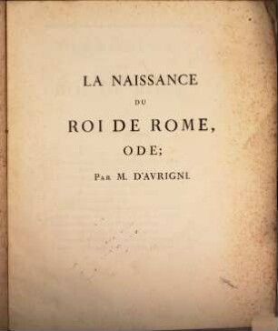 La naissance du roi de Rome : Ode