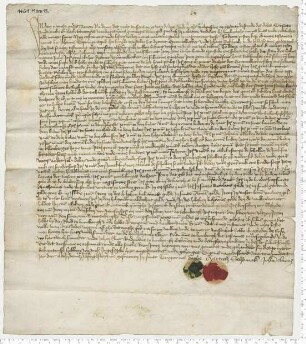 Testament der Beke, Witwe des Bürgers Hans Groning, besiegelt durch die Ratsmannen Hartich Schomaker und Johan Elver
