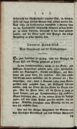 Zweytes Hauptstück. Vom Gottesdienst und der Sabbathsfeyer.