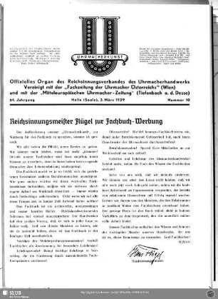 Reichsinnungsmeister Flügel zur Fachbuch-Werbung