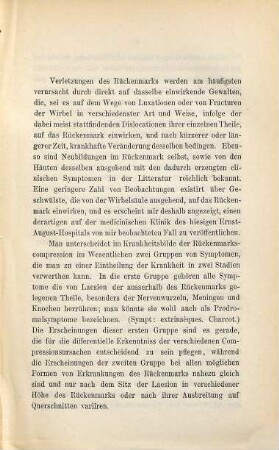 Ueber einen Fall von Geschwulst der Wirbelsäule mit Compression des Rückenmarkes : Inaug.-Diss.
