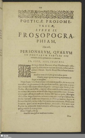 Liber II. Prosopographiam, Hoc est, Personarum, Quarum In Poetarum Fabulis Fit mentio, descriptionem continens