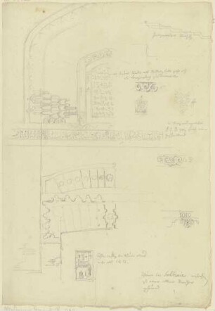 Studienblatt: Wandaufriss, Architekturprofile und -details