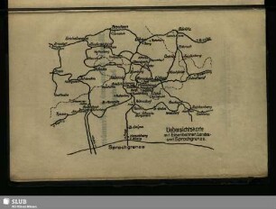 Uebersichtskarte mit Eisenbahnen, Landes- und Sprachgrenze