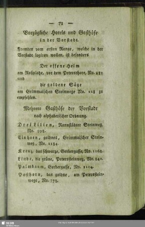 Vorzügliche Hotels und Gasthöfe in der Vorstadt