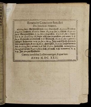 Errata in Concione funebri Dn. Joachimi Köppen.