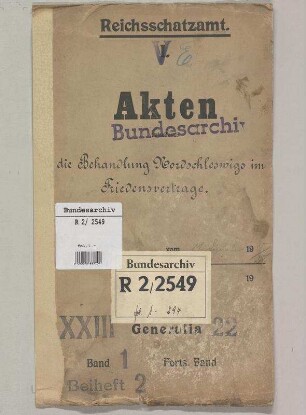 Behandlung Nordschleswigs im Friedensvertrag.- Finanzielle Auseinandersetzung und Abstimmungsfrage