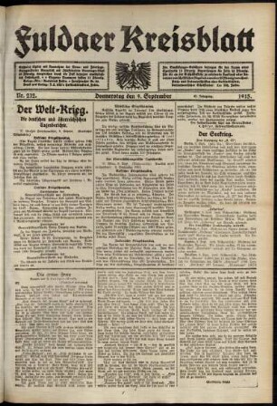 Ausgabe vom Donnerstag, den 09. September 1915.