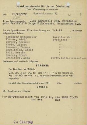 Ehrenfels, Ilse, geb. Gerstmann