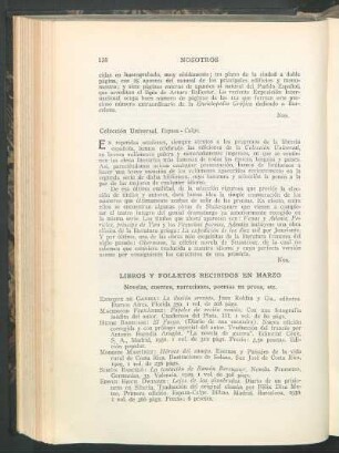 Libros y folletos recibidos en Marzo