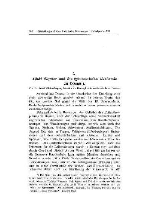 Adolf Werner und die gymnastische Akademie zu Dessau