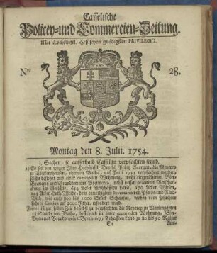Nro. 28, Montag den 8. Julii 1754